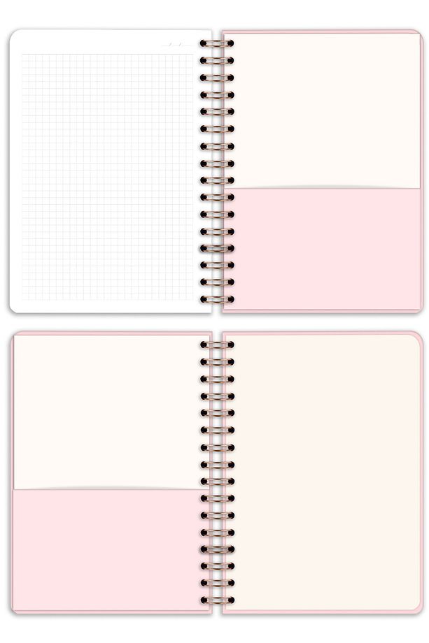 A5 15x21 Cm Spiralli Lastikli Kareli Tarihsiz Not Defteri Pembe - 8