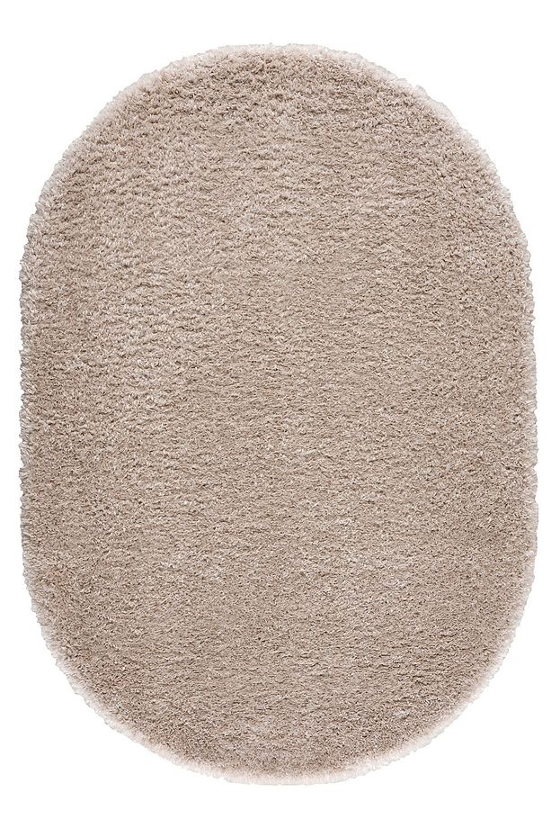 Açık Bej Yumuşak Post- Peluş Shaggy Modern Dokuma Halısı ( Oval Modeli) - 3
