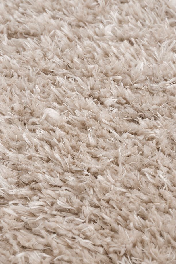 Açık Bej Yumuşak Post- Peluş Shaggy Modern Dokuma Halısı ( Oval Modeli) - 7