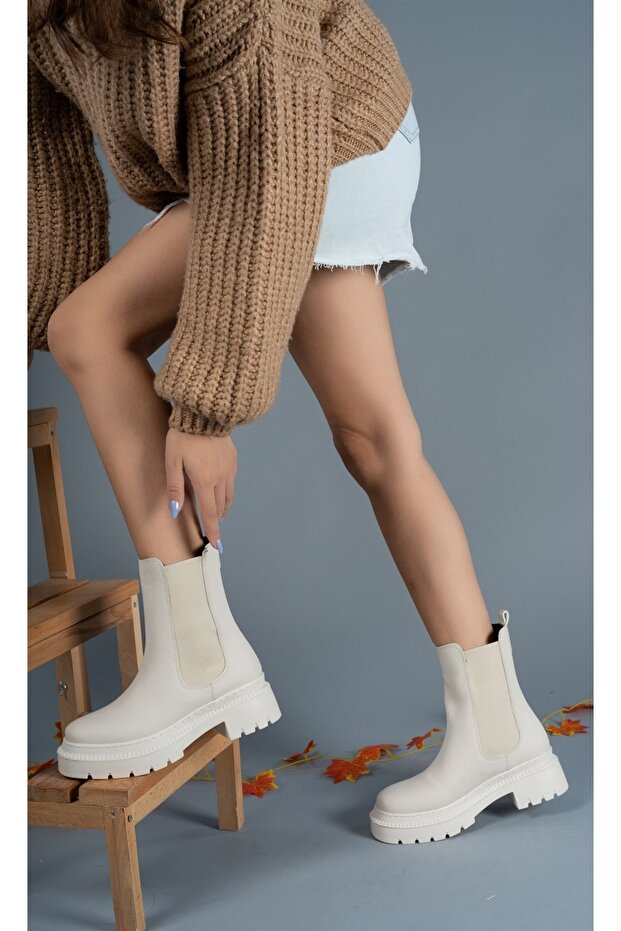 Extra Mat Bej Kadın Chealsea Bot 0012213 - 4