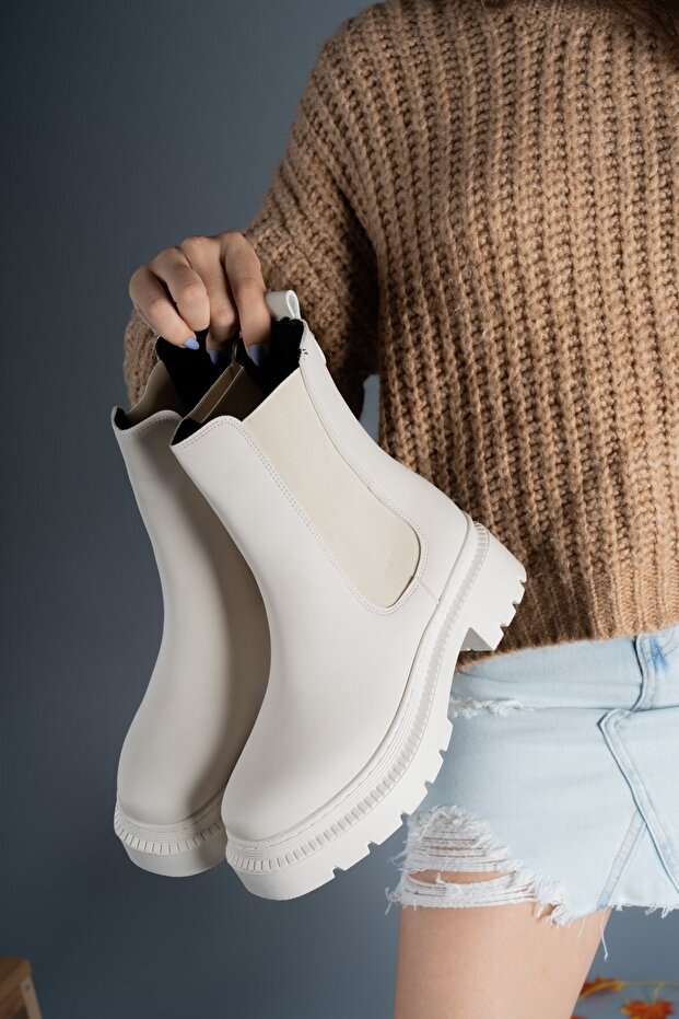 Extra Mat Bej Kadın Chealsea Bot 0012213 - 5