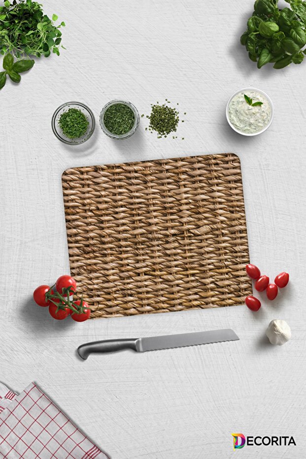 Wicker Look | Glass Cutting Board - Glass Cutting Board | 29cm X 34cm