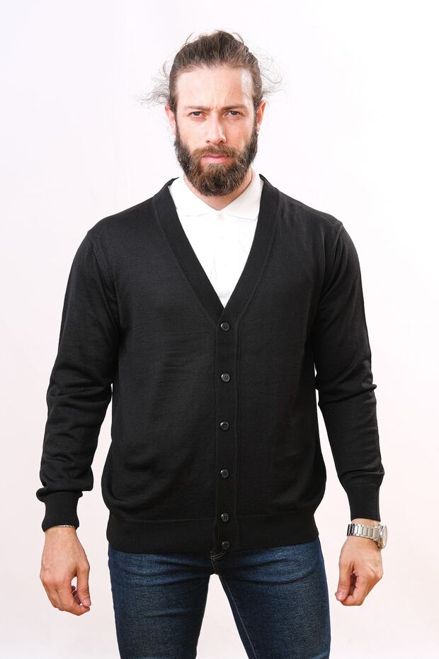 Woolen Pocketless Classic Men's Knitwear Cardigan