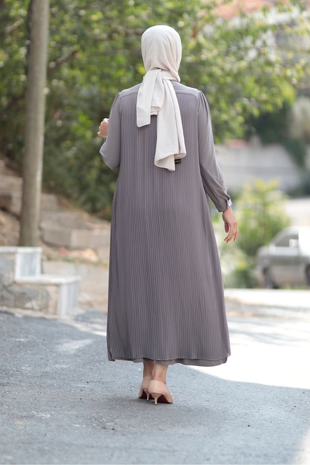Piliseli Şifon Abiye Elbise - 4