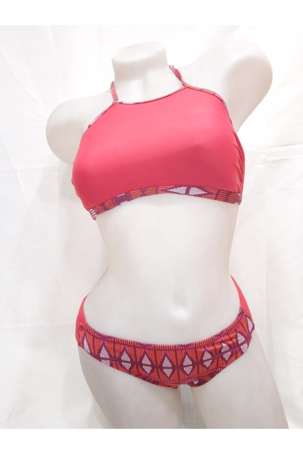 Kadin Boyundan Bağlamalı Rengi Bikini Set - 1
