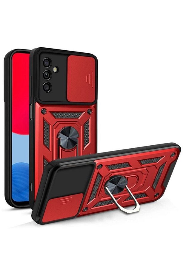Samsung Galaxy M23 Kılıf Kamera Korumalı Sürgülü Yüzüklü Armor Military Tank - 1