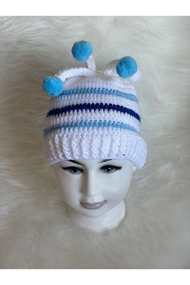 Girl's Boy's Clown Pom-Pom Smiling Face Beanie