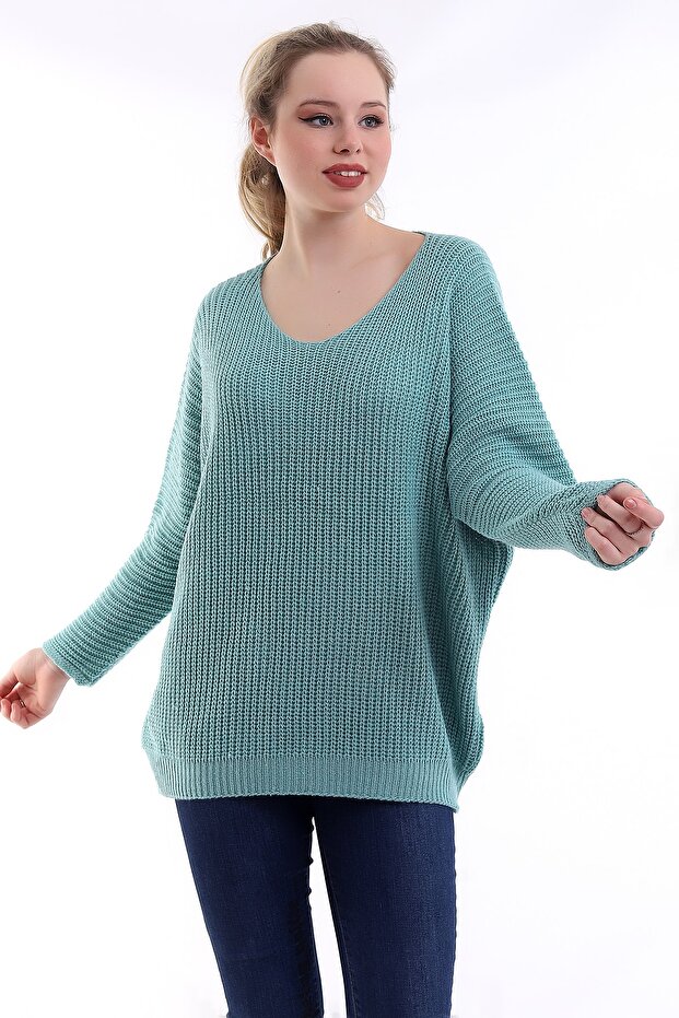 V-Neck Oversize Sweater - 4