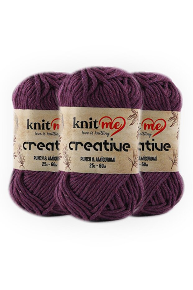 Creative 25 Gr 3 Pack 100% Cotton Amigurumi Punch Hand Knitting Yarn Taka Yarn (1030)