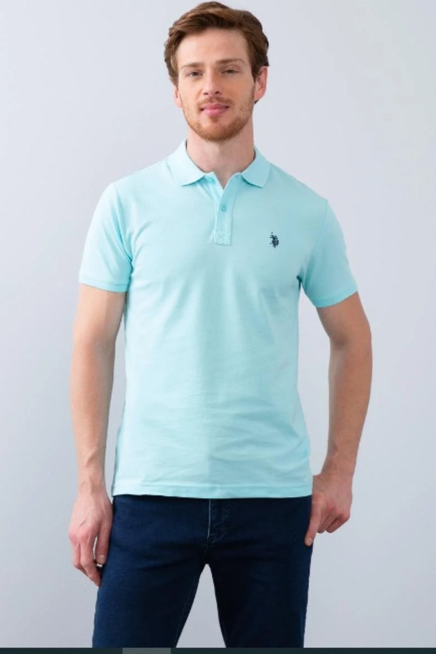Base. Polo Assn Aqua Polo Collar Slim Fit Pocketless Men's T-shirt