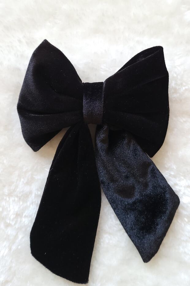 Bow Appearance Black Velvet Fabric Automatic Hair Clip 6000