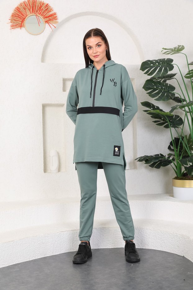 Mint Green Color Women's Hooded Sweatshirt - Jogger Sports Suit Tracksuit