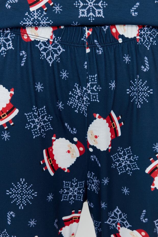 Granatowy zestaw piżam z dzianiny o regularnym kroju - kombinacja rodzinna TMNAW23PT00064 - 6