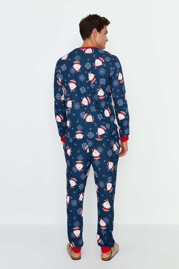 Granatowy zestaw piżam z dzianiny o regularnym kroju - kombinacja rodzinna TMNAW23PT00064 - 7