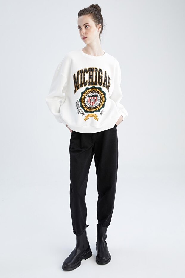 Oversize Fit Bisiklet Yaka Sweatshirt - 4