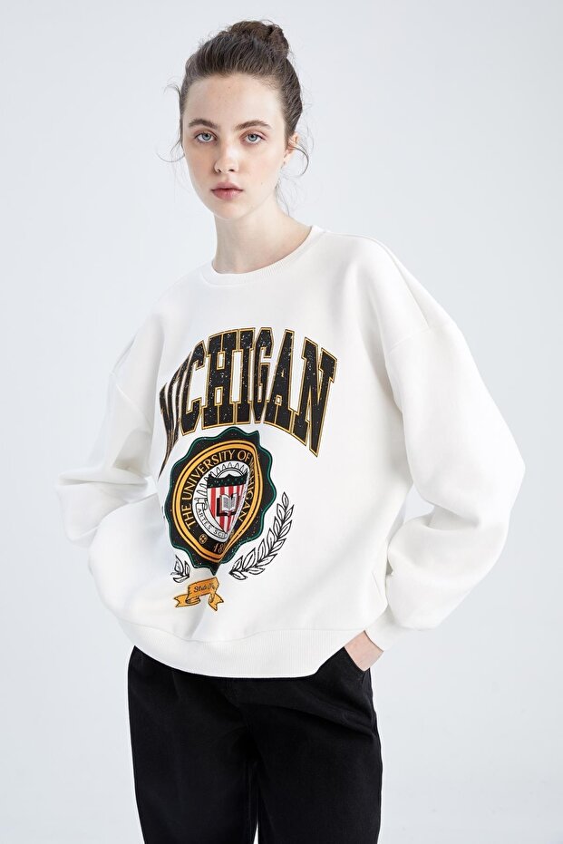 Oversize Fit Bisiklet Yaka Sweatshirt - 6