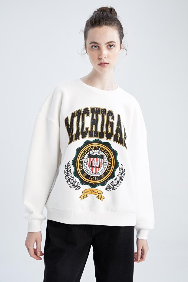 Oversize Fit Bisiklet Yaka Sweatshirt - 7