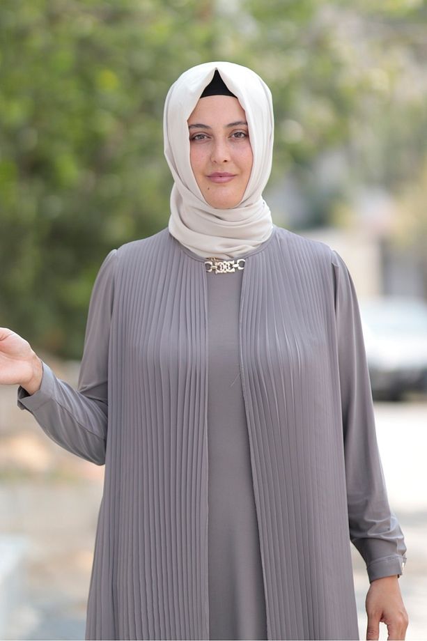 Piliseli Şifon Abiye Elbise - 2