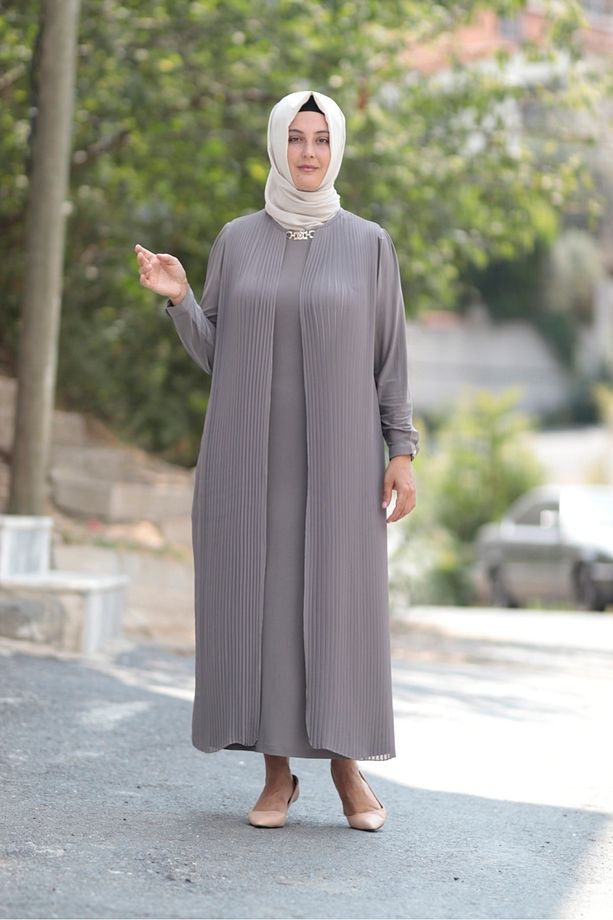 Piliseli Şifon Abiye Elbise - 5