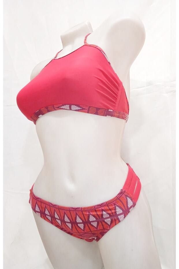 Kadin Boyundan Bağlamalı Rengi Bikini Set - 6