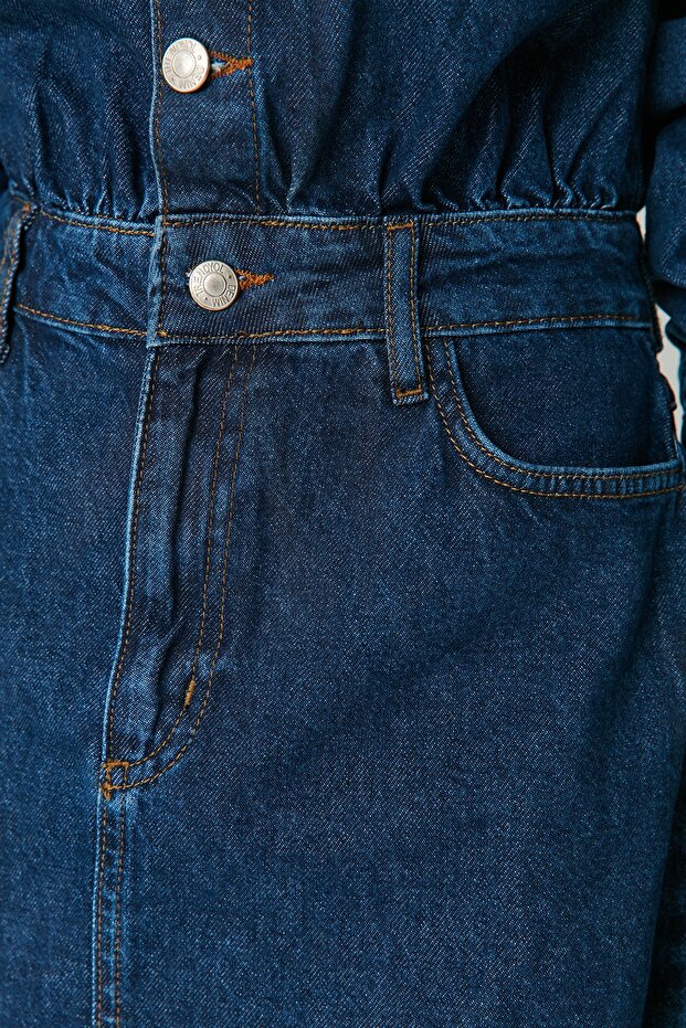 Mavi Cep Detaylı Mini Denim Gömlek Elbise TWOAW23EL00643 - 5