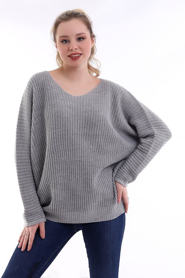 سترة كبيرة الحجم بياقة على شكل حرف V - 3