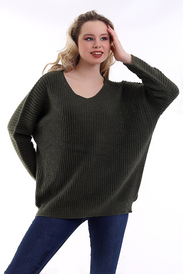 V-Neck Oversize Sweater - 1