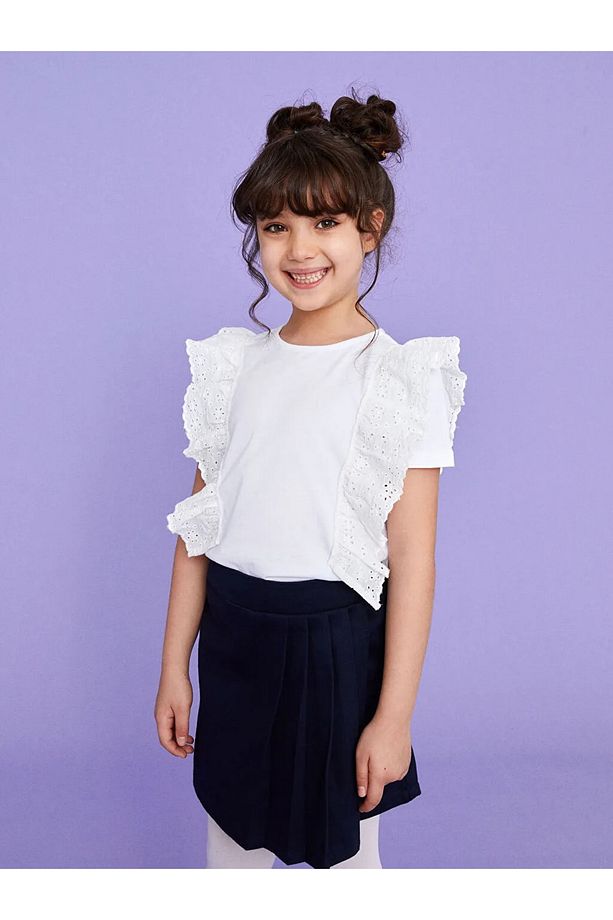 Your Fashion Style'dan Kız Çocuk Lacivert Şort Etek Basic Gabardin - 4