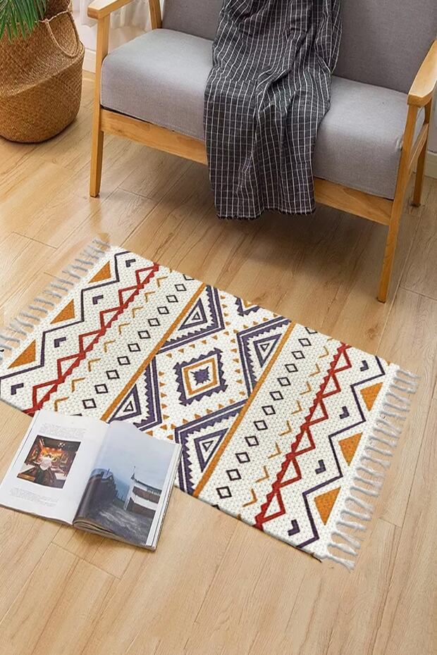 Else Desenli Yıkanabilir Modern Tekli Banyo Paspası Halı Vintage Dokuma Kilim 50x80cm Byns-05 - 2