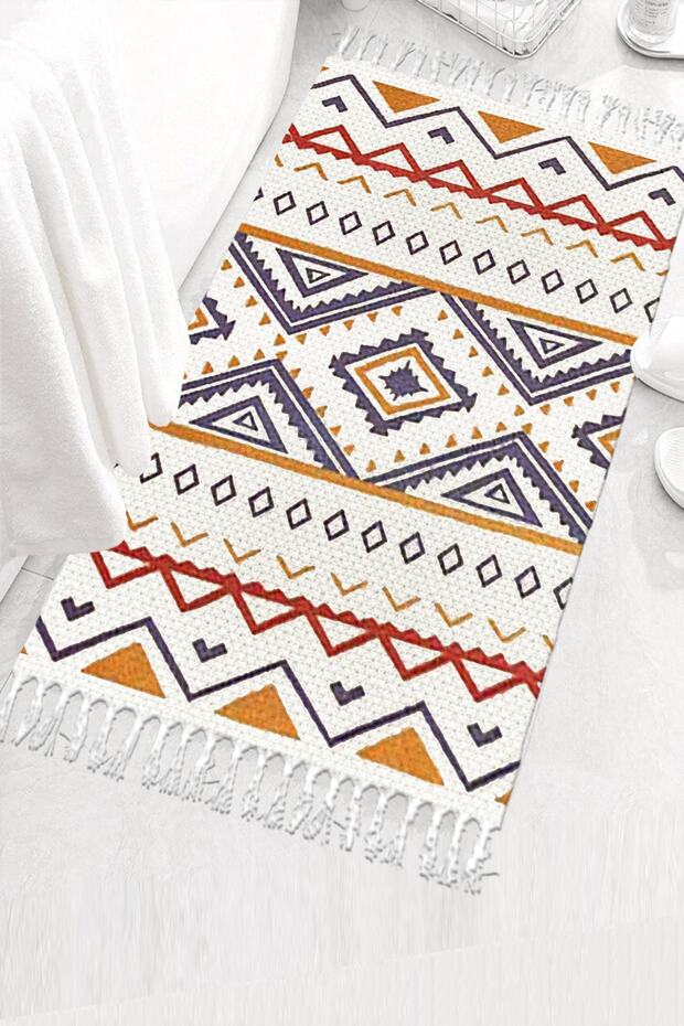 Else Desenli Yıkanabilir Modern Tekli Banyo Paspası Halı Vintage Dokuma Kilim 50x80cm Byns-05 - 5