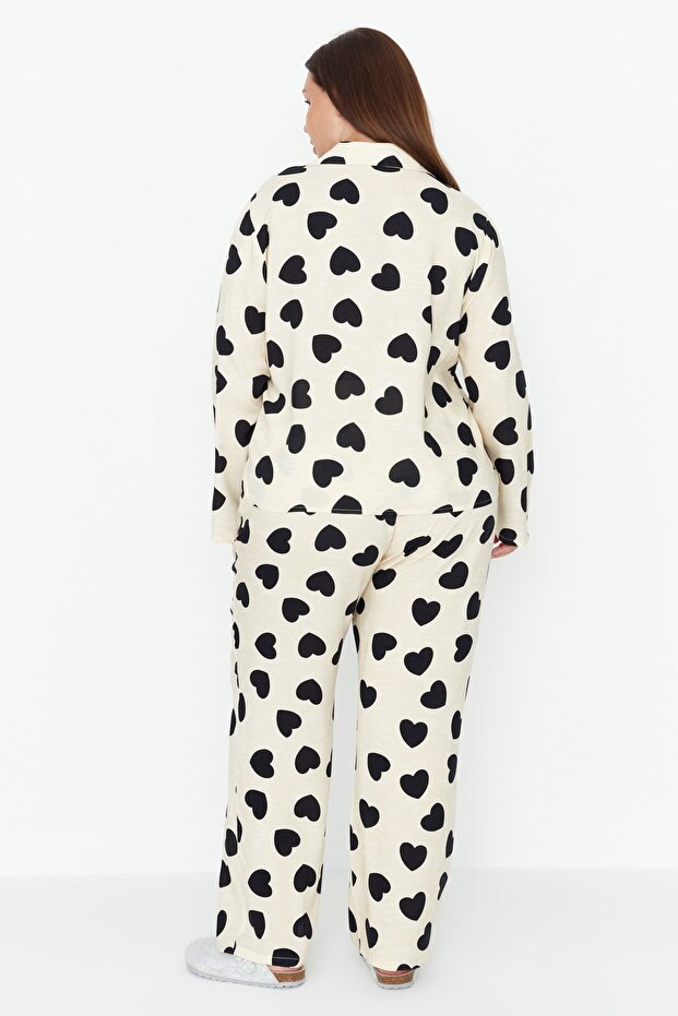 Zestaw piżam z kołnierzykiem koszuli w kształcie serca w kolorze ecru - TBBAW23AI00030 - 5