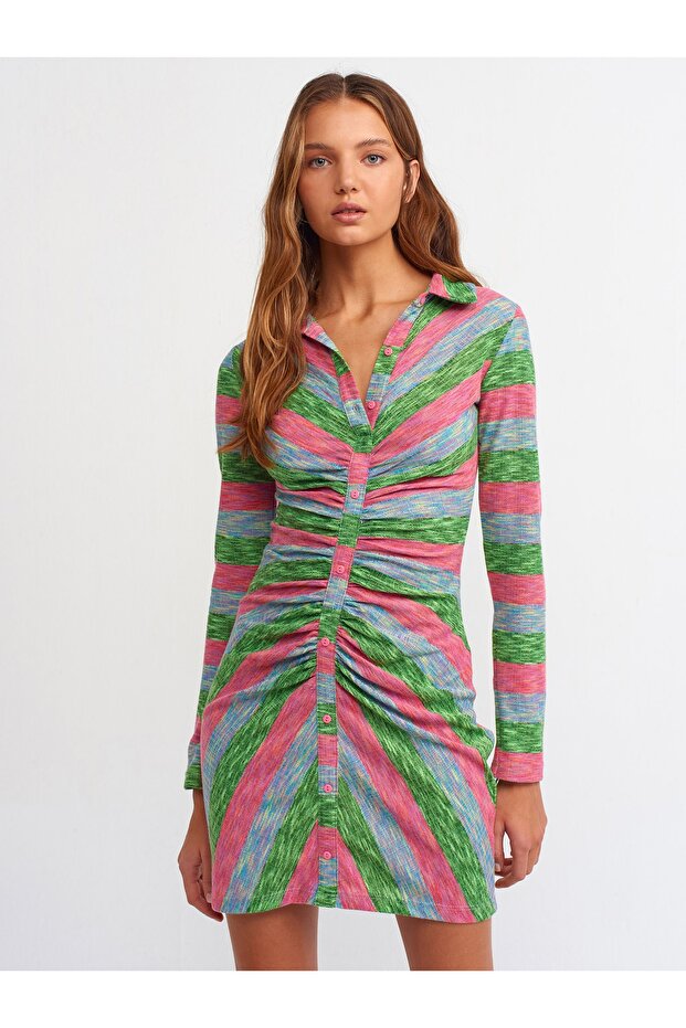 9155 Desenli Elbise-multi - 1