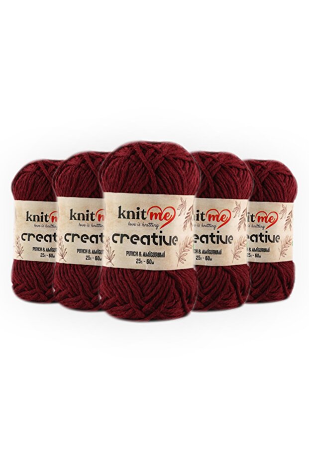 Creative 25 Gr 5 Pack 100% Cotton Amigurumi Punch Hand Knitting Yarn Taka Yarn (1018)