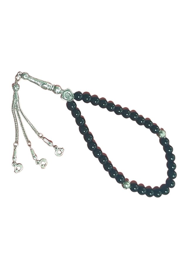 Natural Onyx Stone Sphere Cut 33 Men's Prayer Beads Round Rosary Onix Natural Stone