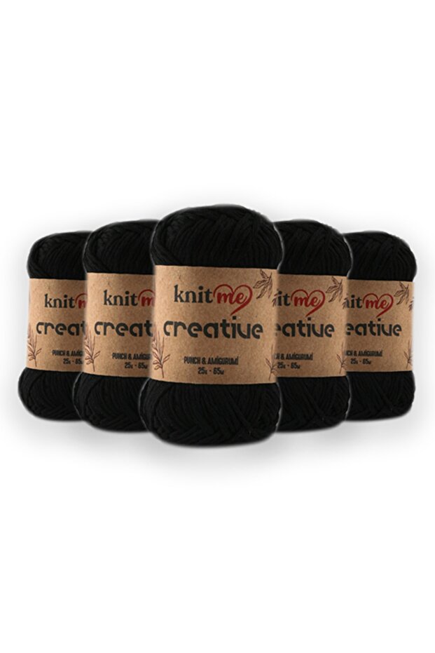 Creative 25 Gr 5 Pack 100% Cotton Amigurumi Punch Hand Knitting Yarn Taka Yarn (1001)