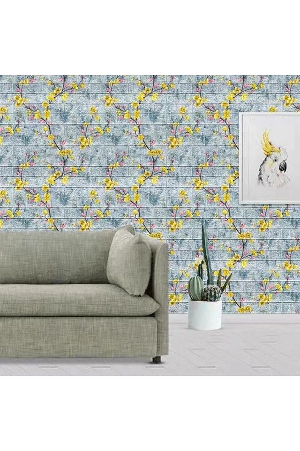70x70cm 1 Adet Kendinden Yapışkanlı 3d Şeftali Çiçeği Desen Duvar Kağıdı Paneli Nw131 - 3