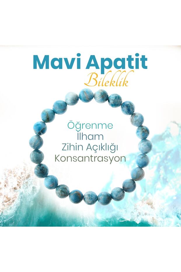 8 mm Blue Apatite Certified Natural Stone Bracelet - B991
