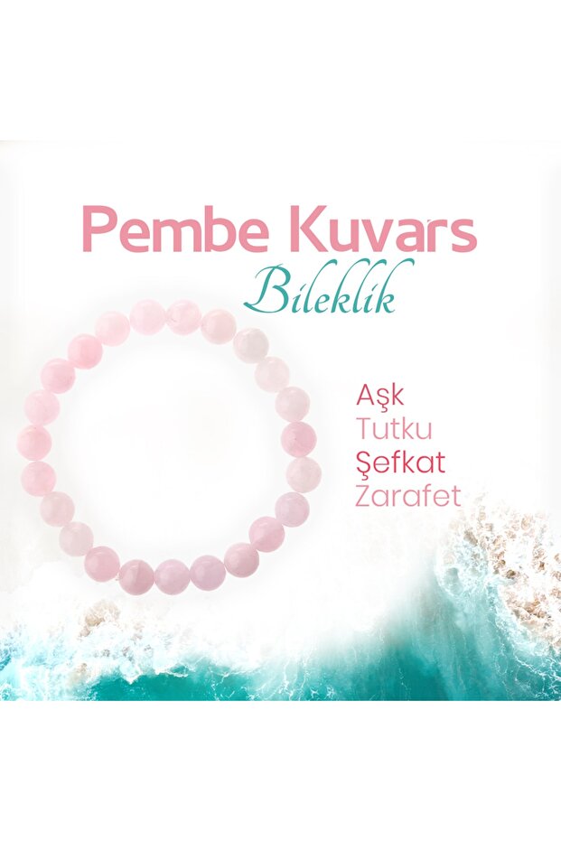 8 mm Certified Pink Quartz Bracelet - Natural Stone B995