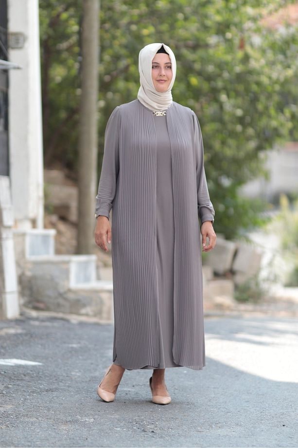 Piliseli Şifon Abiye Elbise - 1