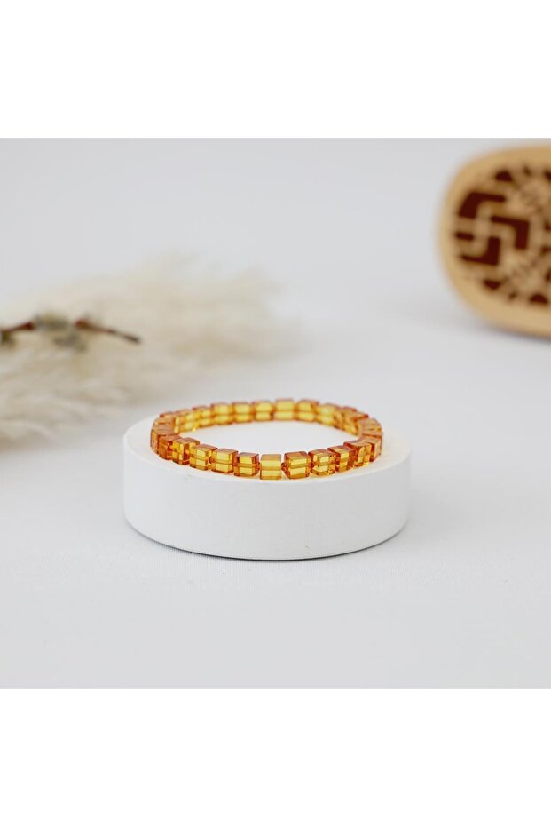 Certified Cube Cut Adult Certified Drop Amber Bracelet