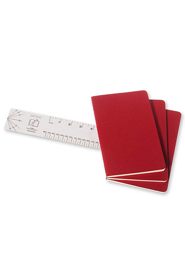 Xlarge Cahier Red Soft Cover Striped 3-Piece Notebook 120 Pages