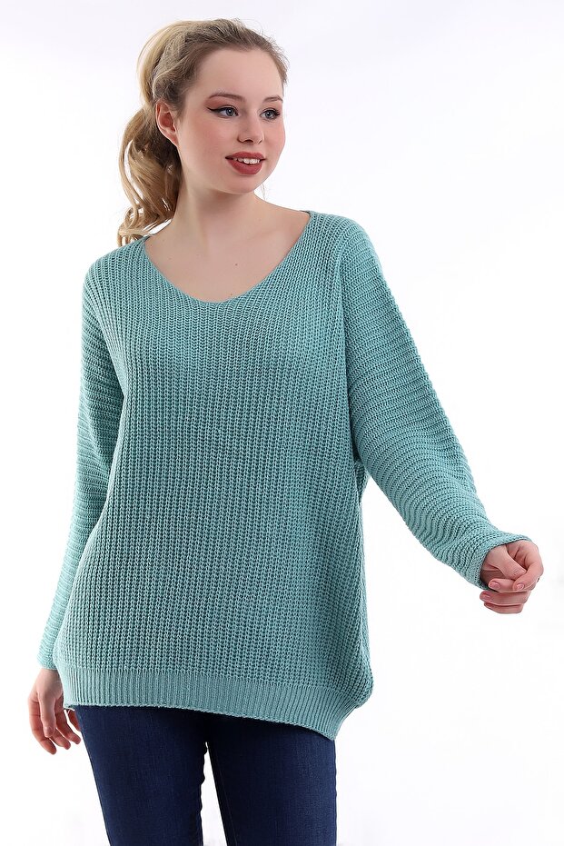 V-Neck Oversize Sweater - 1