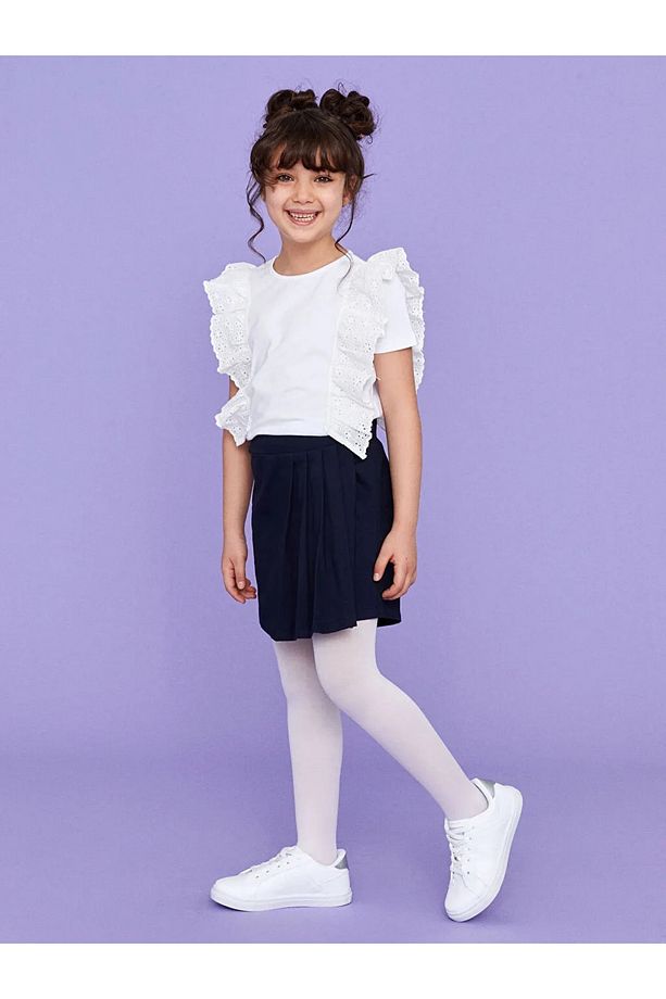 Your Fashion Style'dan Kız Çocuk Lacivert Şort Etek Basic Gabardin - 5