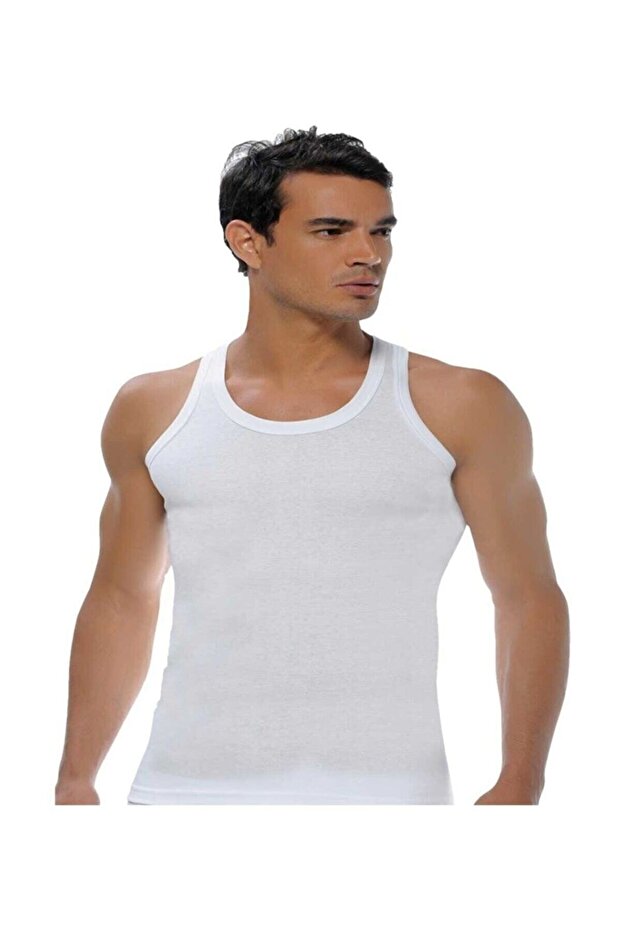 6 Pack Silver 4001 Men's Combed Cotton Strappy Tank Top White