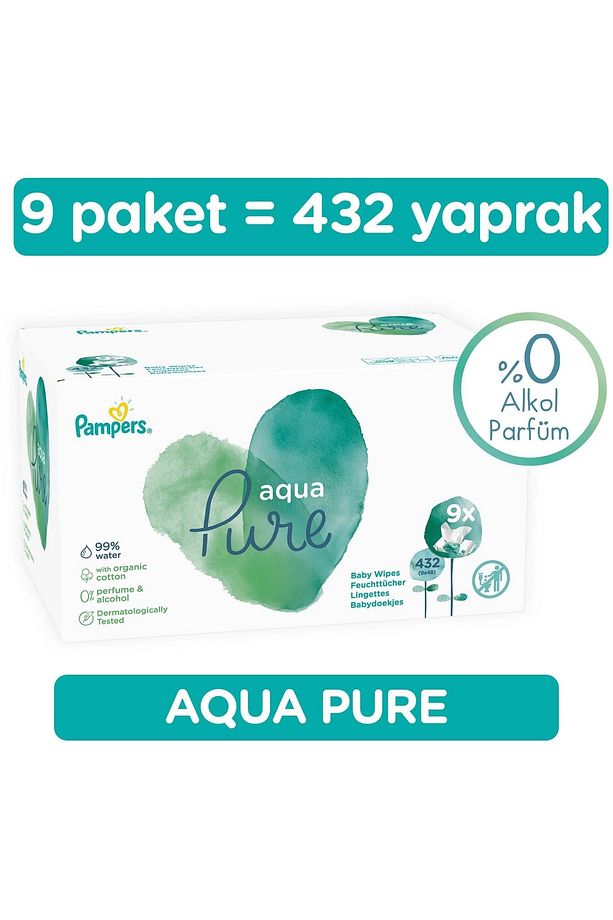 Islak Havlu Aqua Pure 9 Lu Fırsat Paketi (432 YAPRAK) - 1
