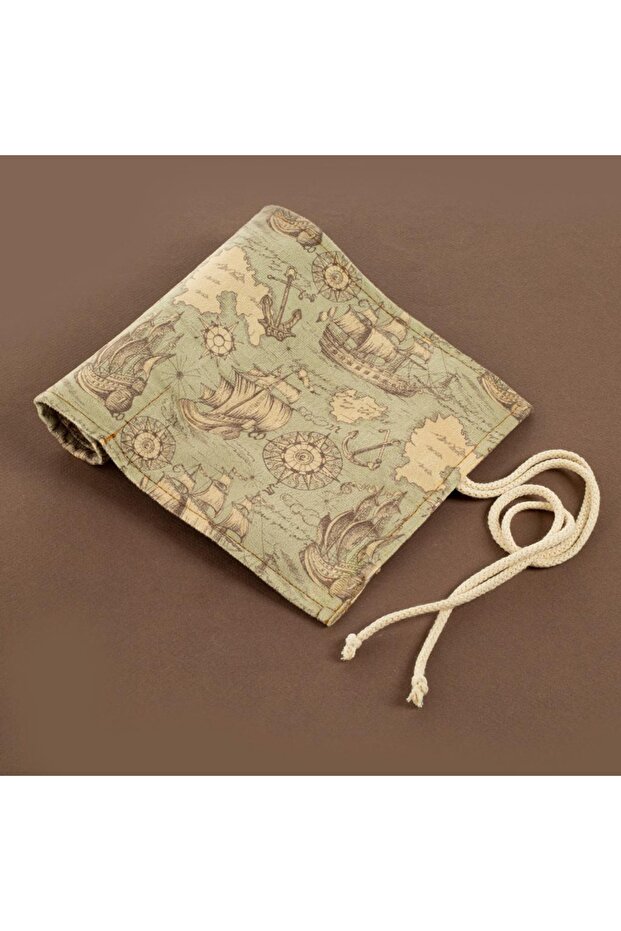 Retro Pen Holder Pen Bag Map Pirate Ship Patterned Picture Pen Holder