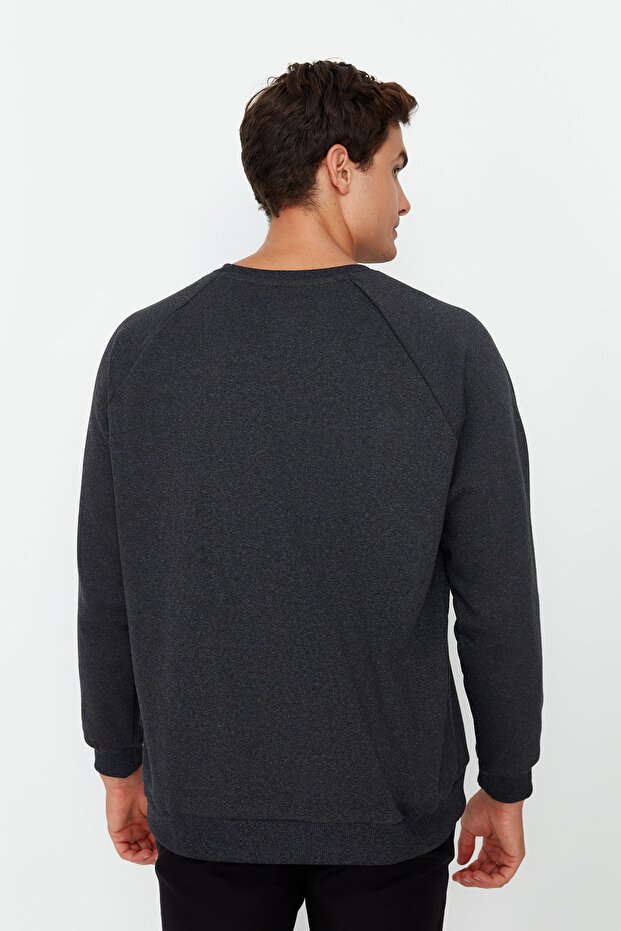 Antrasit Oversize/Geniş Kesim Fit İçi Polar/Sıcak Tutan Sweatshirt TMNAW23SW00190 - 10