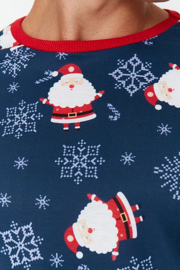 Granatowy zestaw piżam z dzianiny o regularnym kroju - kombinacja rodzinna TMNAW23PT00064 - 5