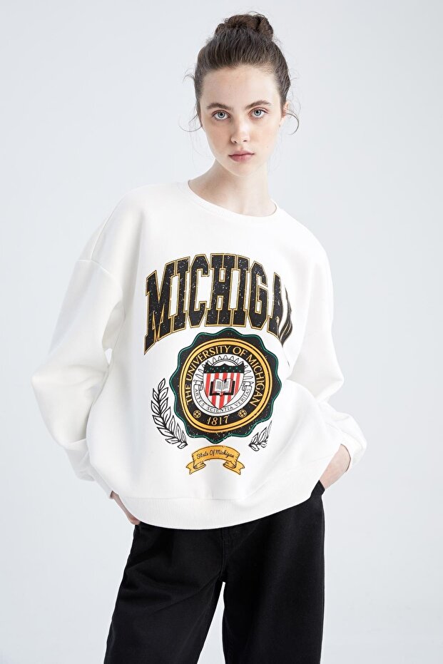 Oversize Fit Bisiklet Yaka Sweatshirt - 3