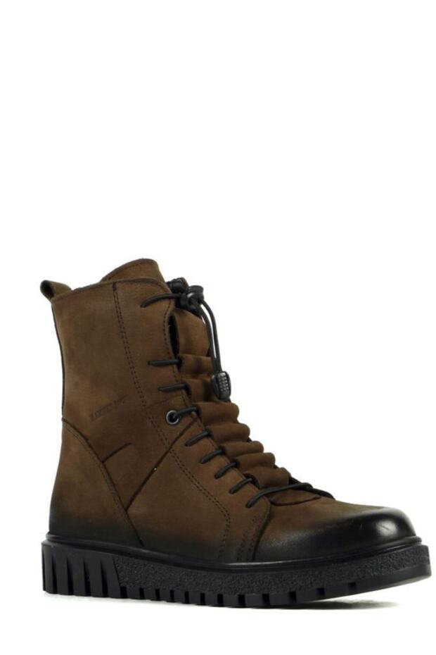 102 17945-Z Genuine Leather Zippered Women's Boots Brown 36-40